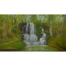 Painting - Oil on canvas - Waterfall - PhDr. Katarína Semanová