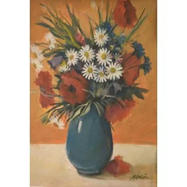 Picture - Acrylic - Bouquet in a blue vase - Andrej Račko