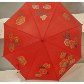 Dáždnik - ručne maľovaný , handmade, červený