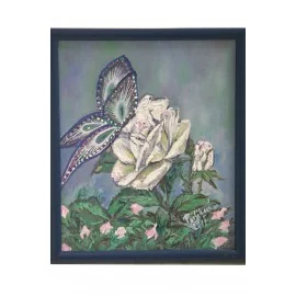 Biela ruža - ručne maľovaný obraz 