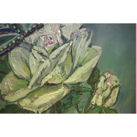 Biela ruža - ručne maľovaný obraz 