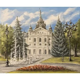 Obraz - akryl na plátne - Štátne divadlo - fontána - Baňas Matúš