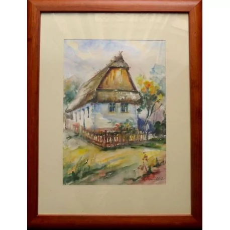 Slamený domček - ručne maľovaný obraz 
