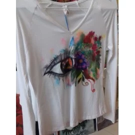 Maľovaný textil-M.Cadre-tričko Chcem sa dívať
