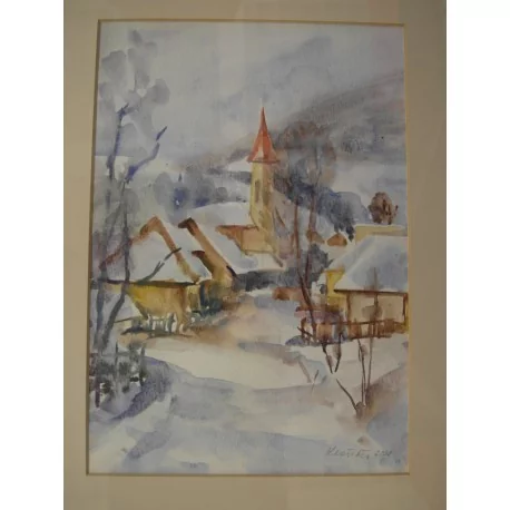 Zimná krajina - ručne maľovaný obraz 