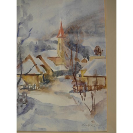 Zimná krajina - ručne maľovaný obraz 