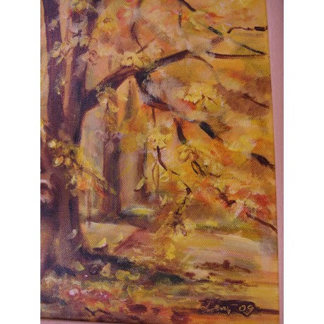 Zlatá jeseň - ručne maľovaný obraz 