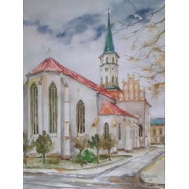 Akvarel, Prešovská ulička - ručne maľovaný obraz 