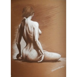 Painting - pastel - Nude 11 Brown - Ján Radvanský
