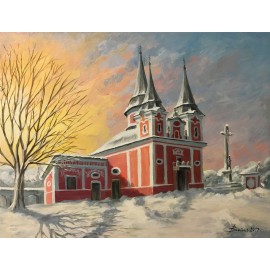 Painting - Acrylic on canvas - Calvary - Winter - Baňas Matúš