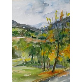 Painting - Watercolor - Autumn (Bardejovské Kúpele) - Mgr. Margita Rešovská