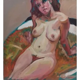 Painting - Oil painting - Nude on a green background - Mgr. Art Kamil Kozub