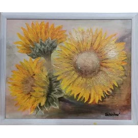 Painting - Sunflowers, Flowers III. - Bc. Helena Vožňáková