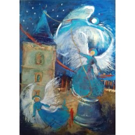 Painting - Acrylic - Angels pull the bell - Anna Munia