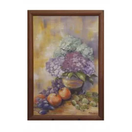 Hortenzie a granátové jablka - ručne maľovaný