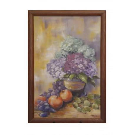 Hortenzie a granátové jablka - ručne maľovaný