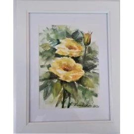 Obraz - Akvarel- Žlté ruže č.124- Mária Lenárdová