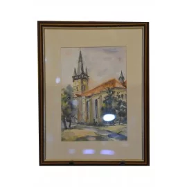 Obraz - Akvarel - Kostol sv. Mikuláša - Mária Lenárdová
