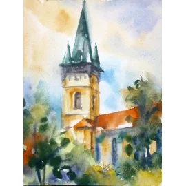 Obraz - Akvarel - Prešov/Sv. Mikuláš - Jeseň - Mária Lenárdová