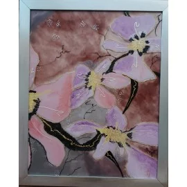 Painting - Painting on glass - FLOWERS I - Jana Gubová