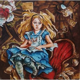 Obraz - olej - Alice in Wonderland, Alenka v ríši divov -Tatiana Siedlová