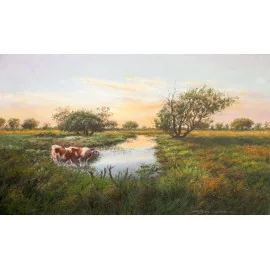 Michal Sabo Balog - Painting - Oil painting - Na pastvisku č. 140