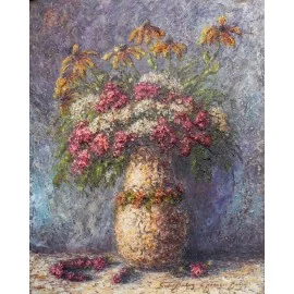 Michal Sabo Balog - Painting - Oil painting - Garden bouquet no. 143