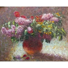 Michal Sabo Balog - Painting - Oil painting - Lilac no. 144