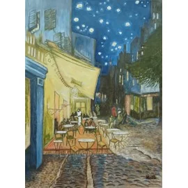 Obraz - olejomaľba-Nočná kaviareň,kópia V.V. Gogha - Ing. Lujza Ferková