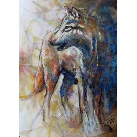 Painting - Wolf Song - Mgr. art. Lubomir Korenko