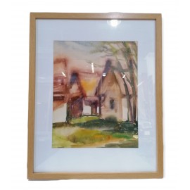 Painting - Watercolor - Between houses - Mgr. Margita Rešovská
