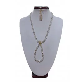 Horský krištáľ + sklo - náhrdelník, náramok, náušnice