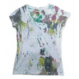 Maľovaný textil - K. Haraksimová - tričko č. 3 - Abstrakt - motív Srdce