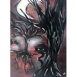 Obraz - akryl na plátne - Tmavý červený les - Nikol Labe