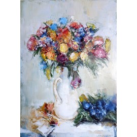 Obraz - Olejomaľba - Kvety v bielej váze - Igor Navrotskyi