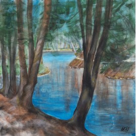 Obraz - akryl na plátne - Pri vode - Eleonóra Kovalčíková