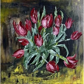 Obraz - akryl na plátne - Tulipány - Eleonóra Kovalčíková