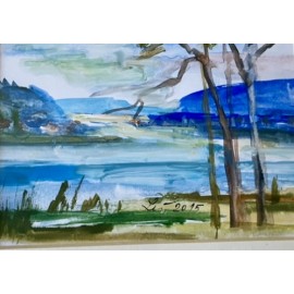 Obraz - akvarel v ráme- Letné ráno - Mária Lenárdová