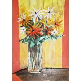 Obraz - akryl na plátne - Kvety vo váze - Eleonóra Kovalčíková
