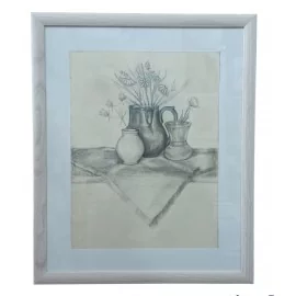 Obraz -kresba ceruzou.-Zátišie s lúčnymi kvetmi- Mgr. Zuzana Čarnoká