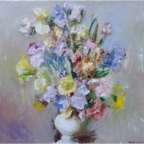 Picture - Oil painting - Flowers in a white vase - Igor Navrotskyi