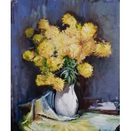 Picture - Oil painting - Flowers in a white vase - Igor Navrotskyi