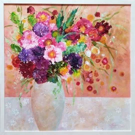 Painting - Abstract composition with flowers - Martina Štecová