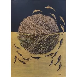 Šantenie- zlaté rybičky-akryl - Ing. Lujza Ferková