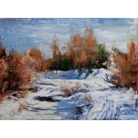 Zimná rieka - Akad. mal. Igor Navrotskyi, originálny, ručne maľovaný obraz