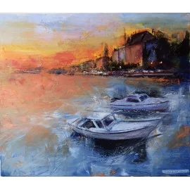Západ slnka na mori - Akad. mal. Igor Navrotskyi, originálny, ručne maľovaný obraz
