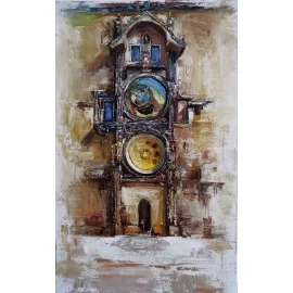 Pražský orloj - Akad. mal. Igor Navrotskyi, originálny, ručne maľovaný obraz