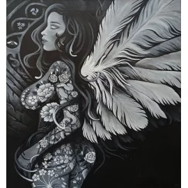 Angel,Anjel-detail, Florková Katarína,ručne maľovaný originálny obraz