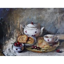 Čaj - Akad. mal. Igor Navrotskyi, originálny, ručne maľovaný obraz