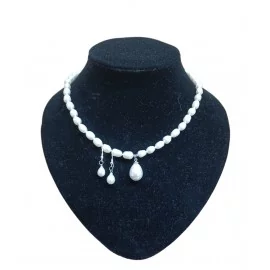  náhrdelník a náušnice z prír.riečnej perly a prívesok zo shell perly